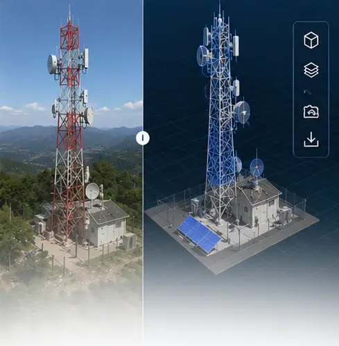Modelo 3D obtenido en la inspección de torres con drones